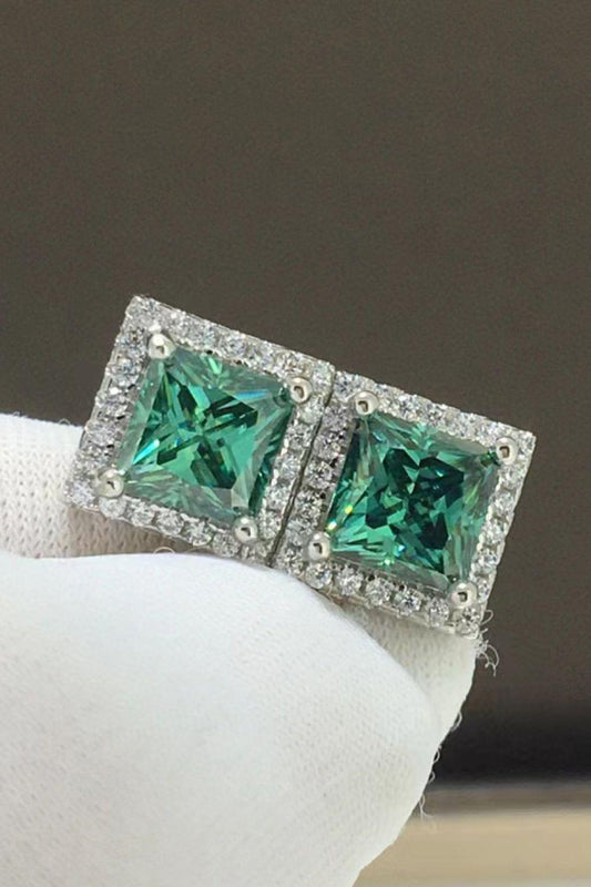 2 Carat Moissanite Square Stud Earrings Carauana Store