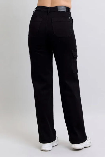 Judy Blue Full Size High Waist Cargo Wide Leg Jeans Plus Size Carauana Store