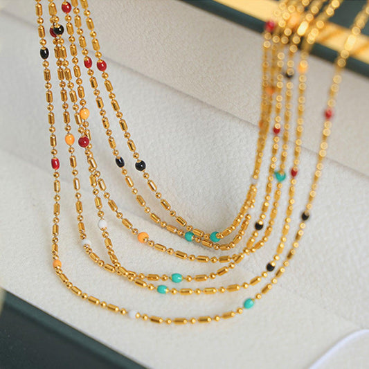 18K Gold-Plated Oil Drip Bead Necklace Carauana Store