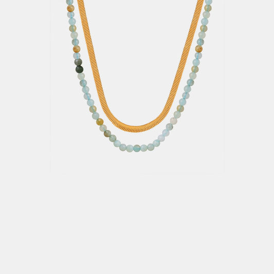 Beaded Titanium Steel Double-Layered Necklace Carauana Store