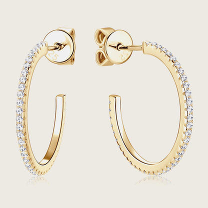 Inlaid Moissanite 925 Sterling Silver C-Hoop Earrings Carauana Store