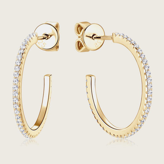 Inlaid Moissanite 925 Sterling Silver C-Hoop Earrings Carauana Store