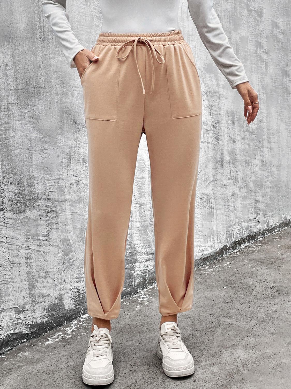 Drawstring Straight Pants with Pockets Carauana Store