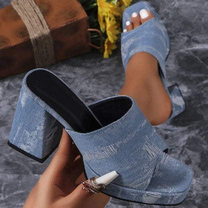 Open Toe Block Heels Sandals