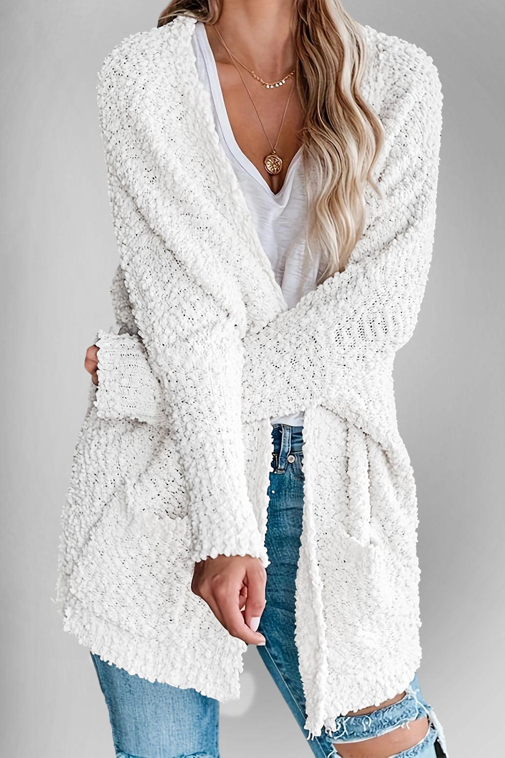 Double Take Pocketed Open Front Long Sleeve Cardigan Carauana Store