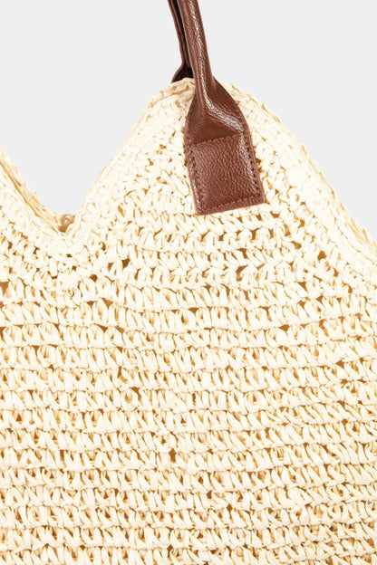Fame Straw Braided Faux Leather Strap Shoulder Bag Carauana Store