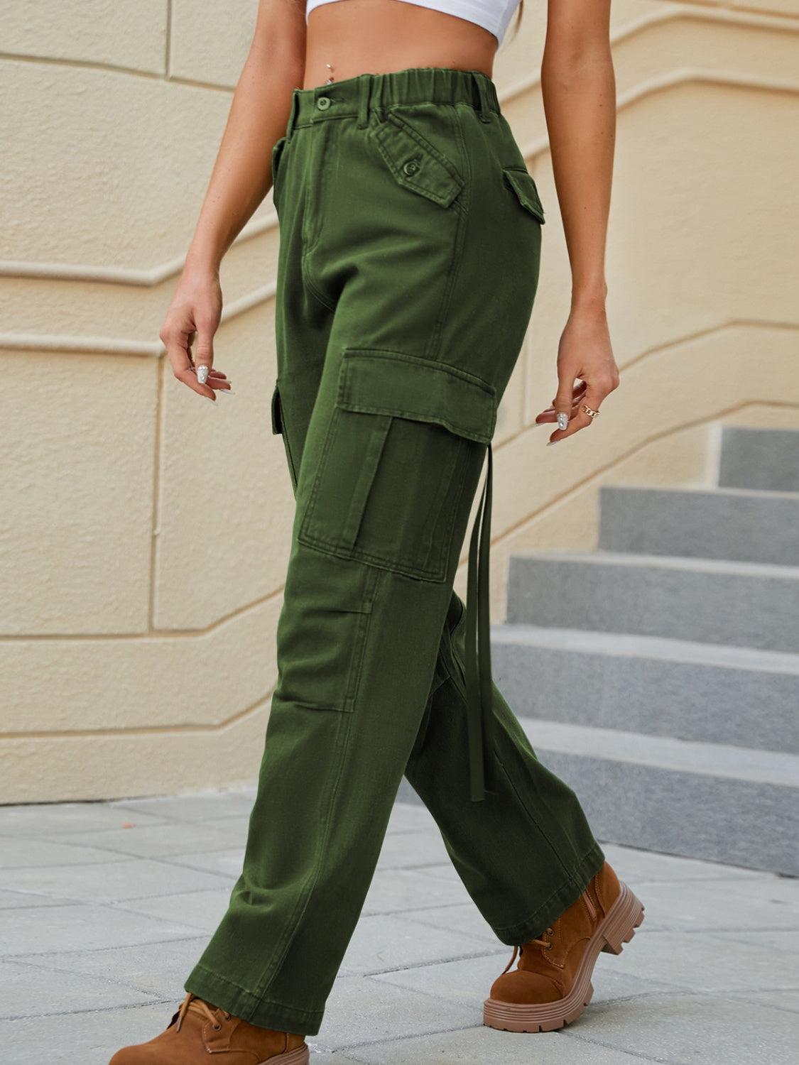 Mid-Rise Waist Straight Jeans with Pockets Carauana Store