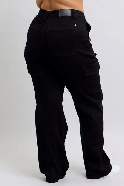 Judy Blue Full Size High Waist Cargo Wide Leg Jeans Plus Size Carauana Store
