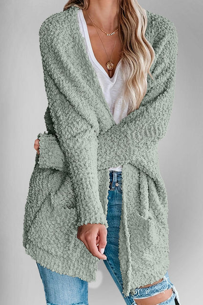 Double Take Pocketed Open Front Long Sleeve Cardigan Carauana Store