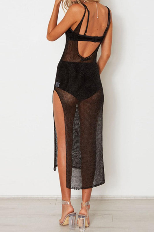 Slit Scoop Neck Sleeveless Cover Up Carauana Store