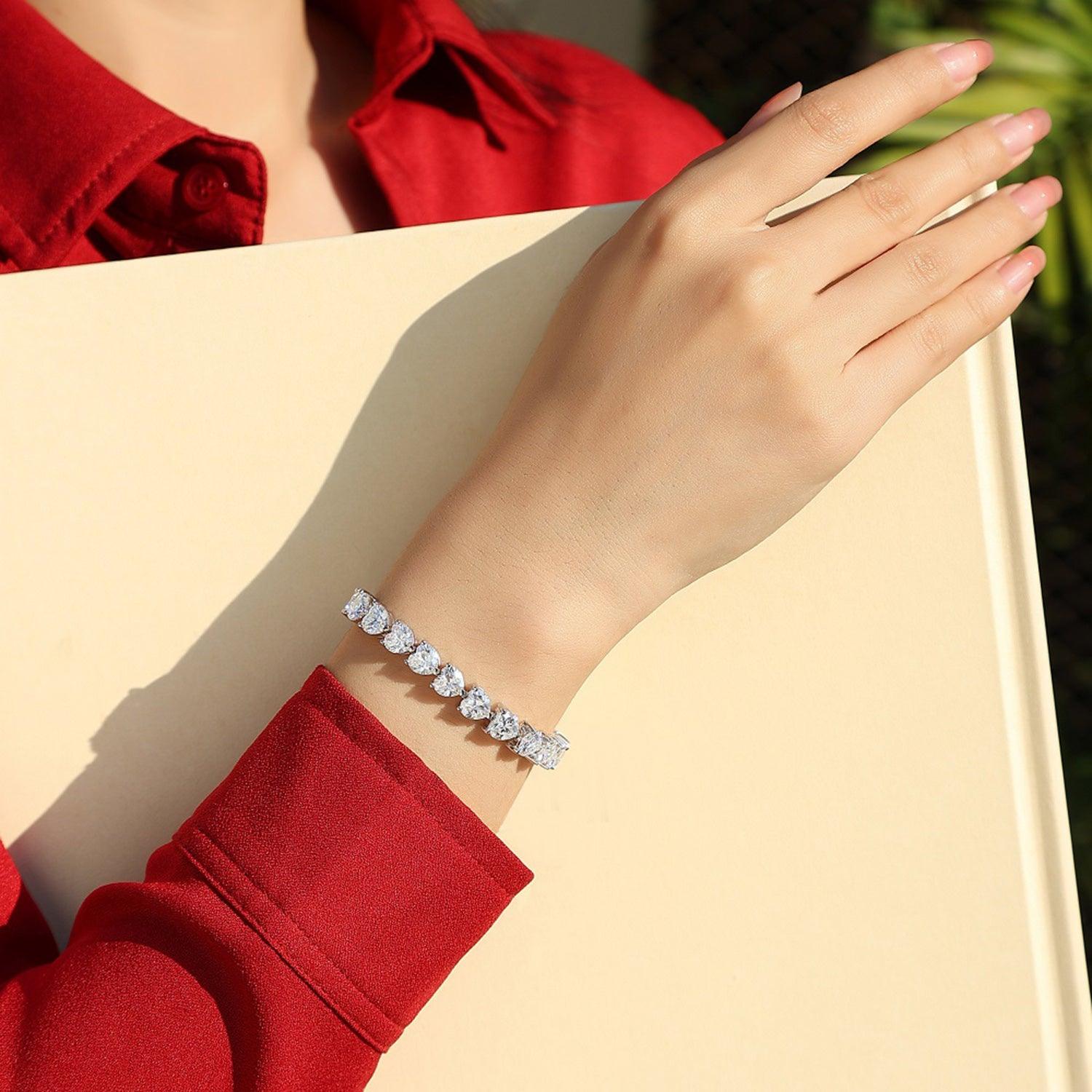 24 Carat Moissanite 925 Sterling Silver Heart Bracelet Carauana Store