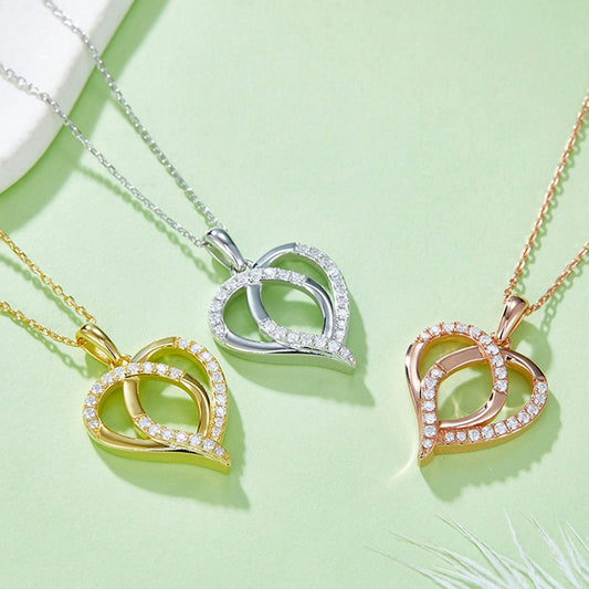 Moissanite 925 Sterling Silver Heart Shape Necklace Carauana Store