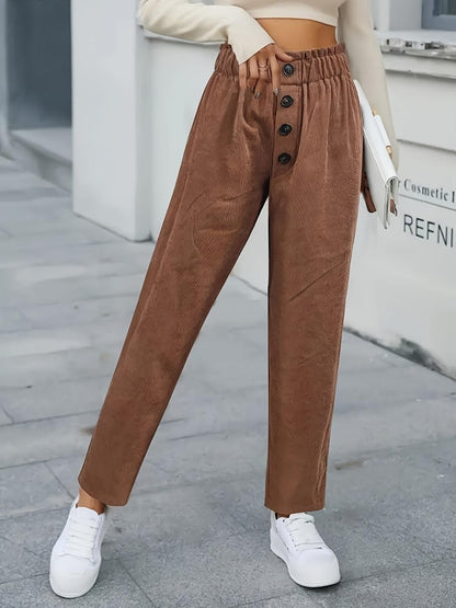 Decorative Button High Waist Pants Carauana Store