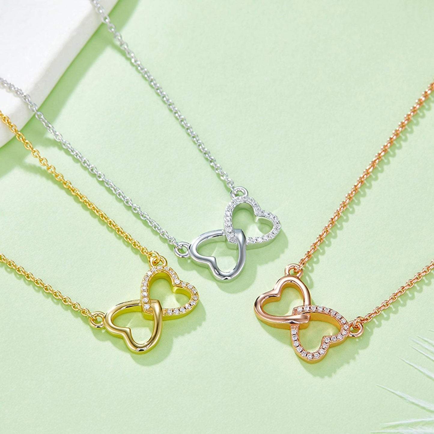 Moissanite 925 Sterling Silver Heart Bow Necklace Carauana Store