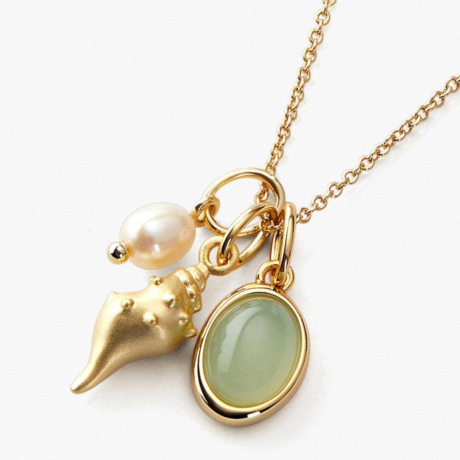14K Gold-Plated Natural Crystal Conch Pendant Necklace Carauana Store