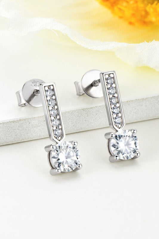 Moissanite and Zircon 925 Sterling Silver Drop Earrings Carauana Store