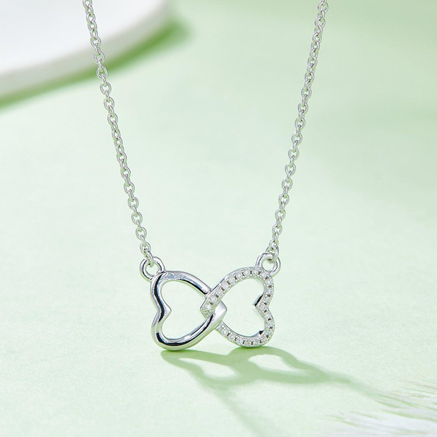 Moissanite 925 Sterling Silver Heart Bow Necklace Carauana Store