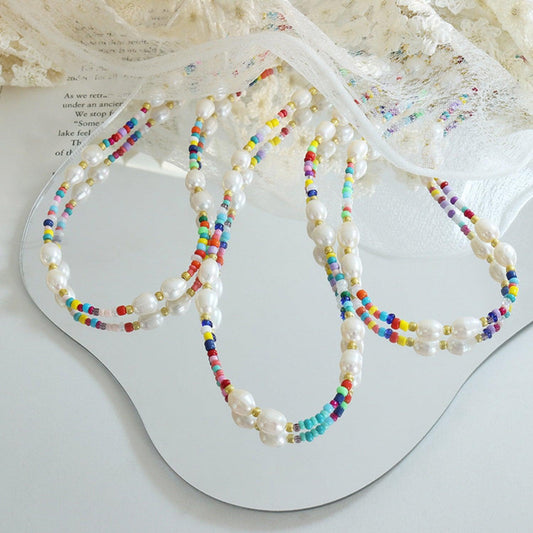 Freshwater Pearl Titanium Steel Bead Necklace Carauana Store