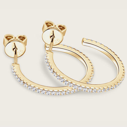 Inlaid Moissanite 925 Sterling Silver C-Hoop Earrings Carauana Store