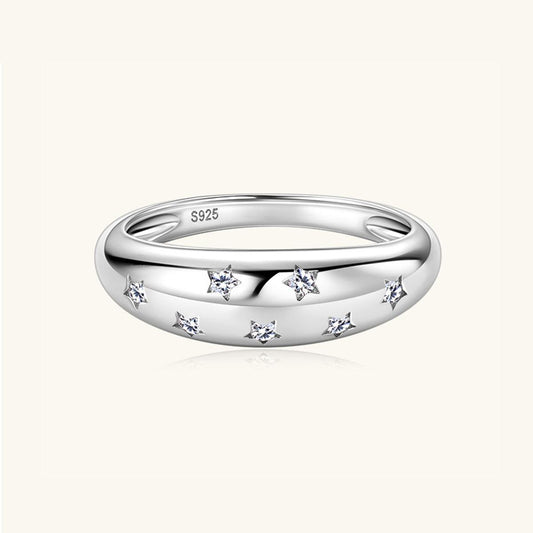 925 Sterling Silver Inlaid Moissanite Star Ring Carauana Store
