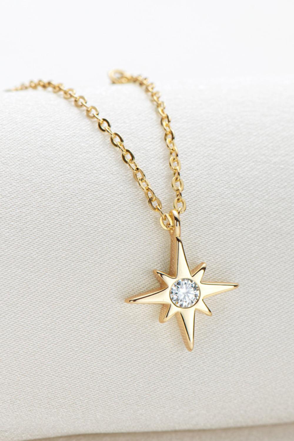 Moissanite North Star Pendant 925 Sterling Silver Necklace Carauana Store