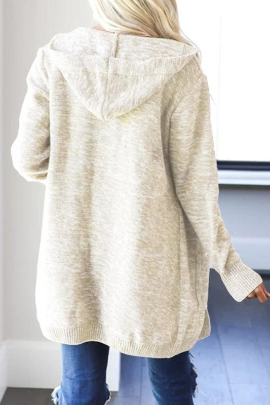 Heathered Open Front Cardigan with Pockets Carauana Store