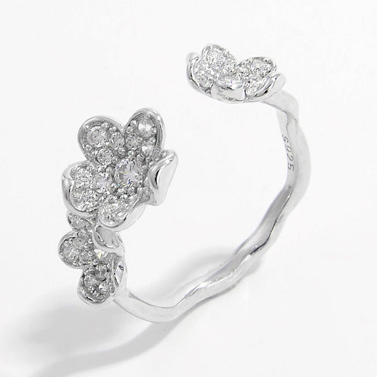 925 Sterling Silver Inlaid Zircon Open Ring Carauana Store