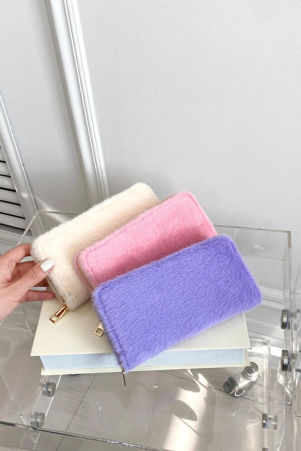 Solid Color Fluff Rectangle Wallet Carauana Store