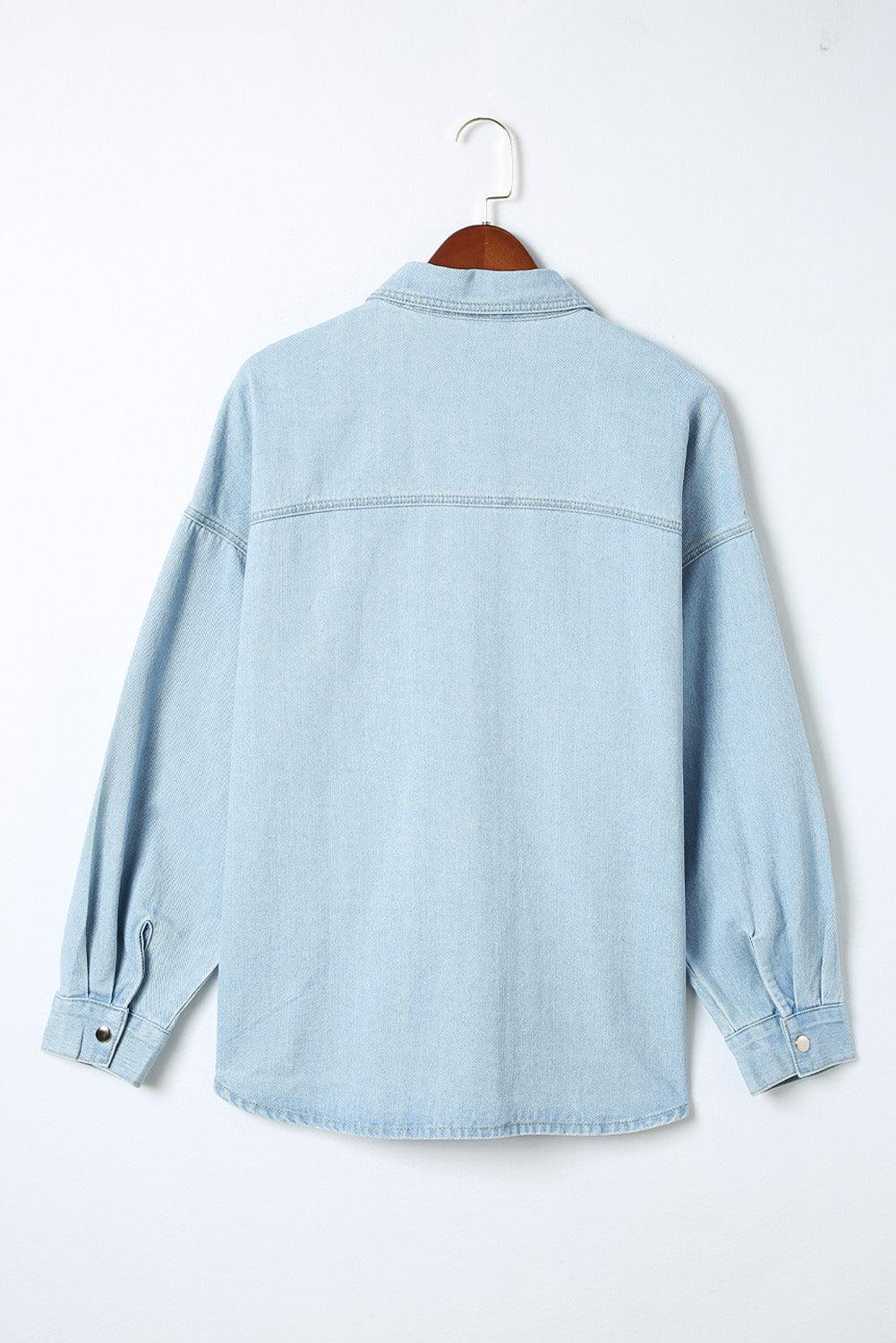 Plus Size Snap Down Pocketed Denim Jacket Carauana Store