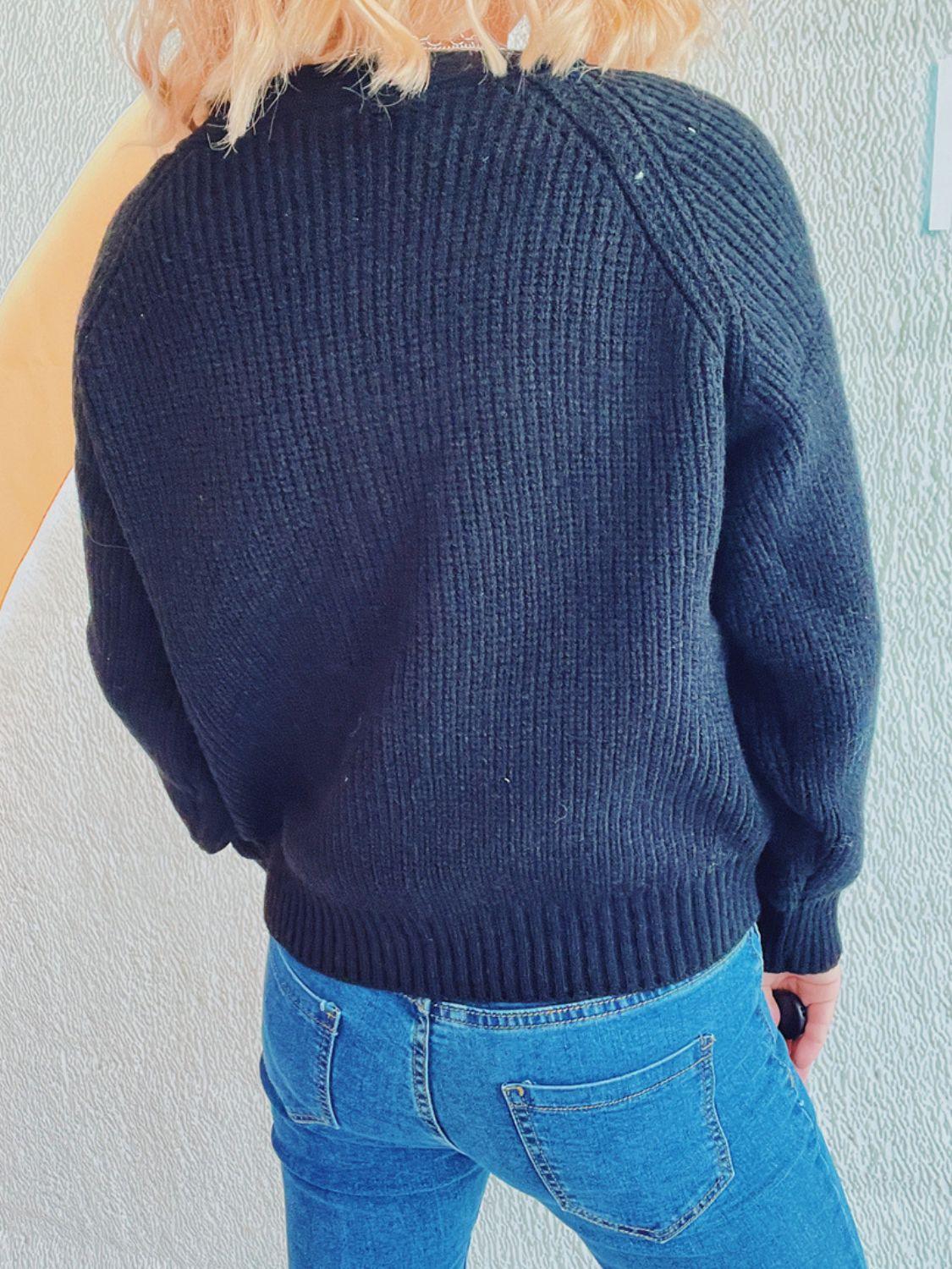 Cable-Knit V-Neck Button Down Long Sleeve Cardigan Carauana Store