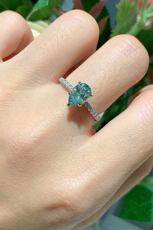 1.5 Carat Teardrop Shape Moissanite 925 Sterling Silver Ring Carauana Store