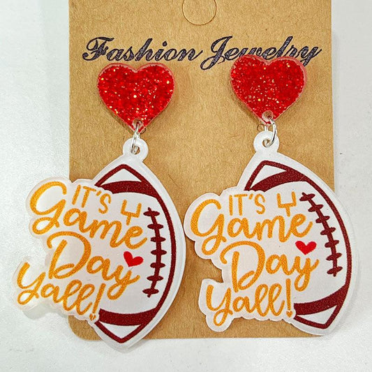 Heart Shape Sports Theme Acrylic Dangle Earrings Carauana Store