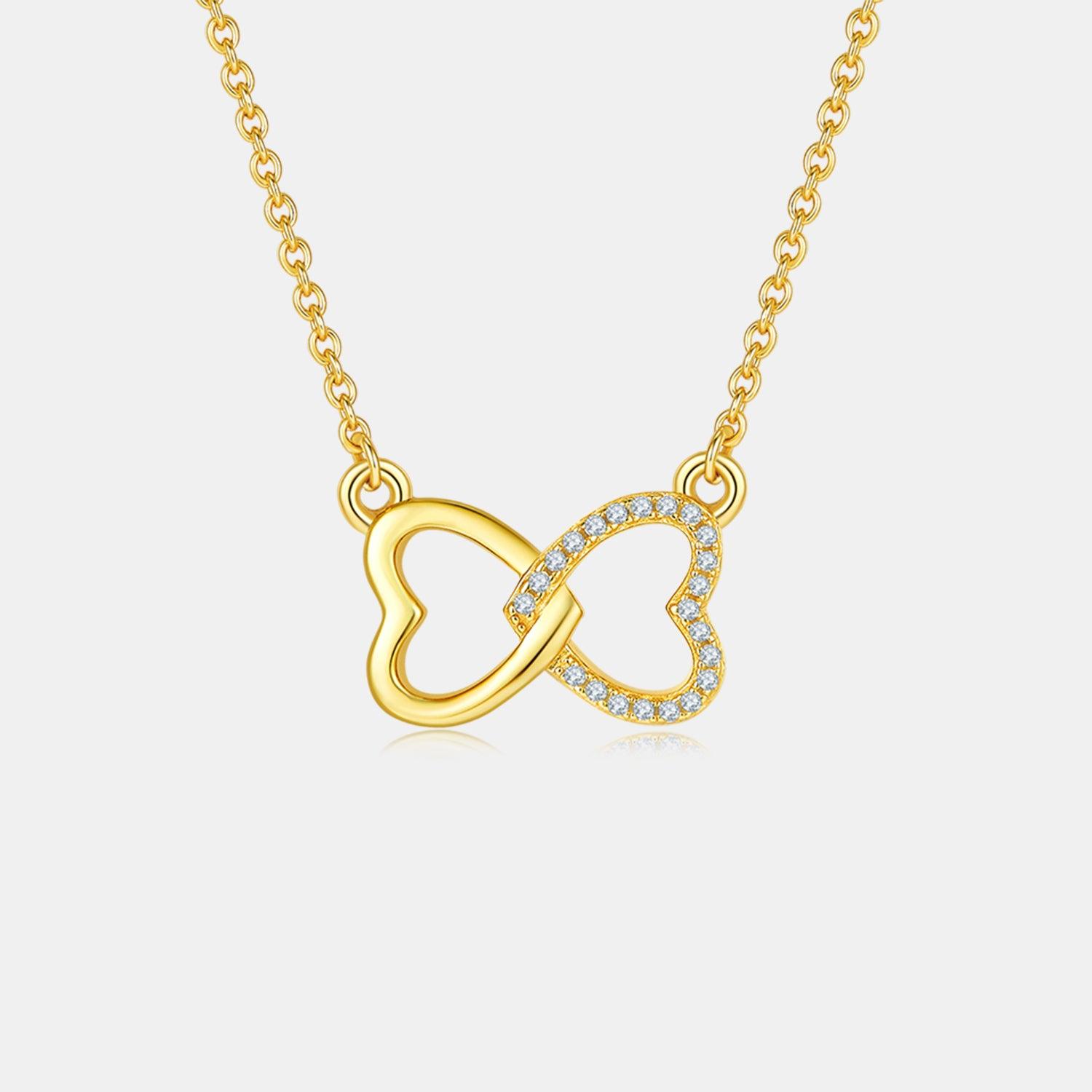 Moissanite 925 Sterling Silver Heart Bow Necklace Carauana Store