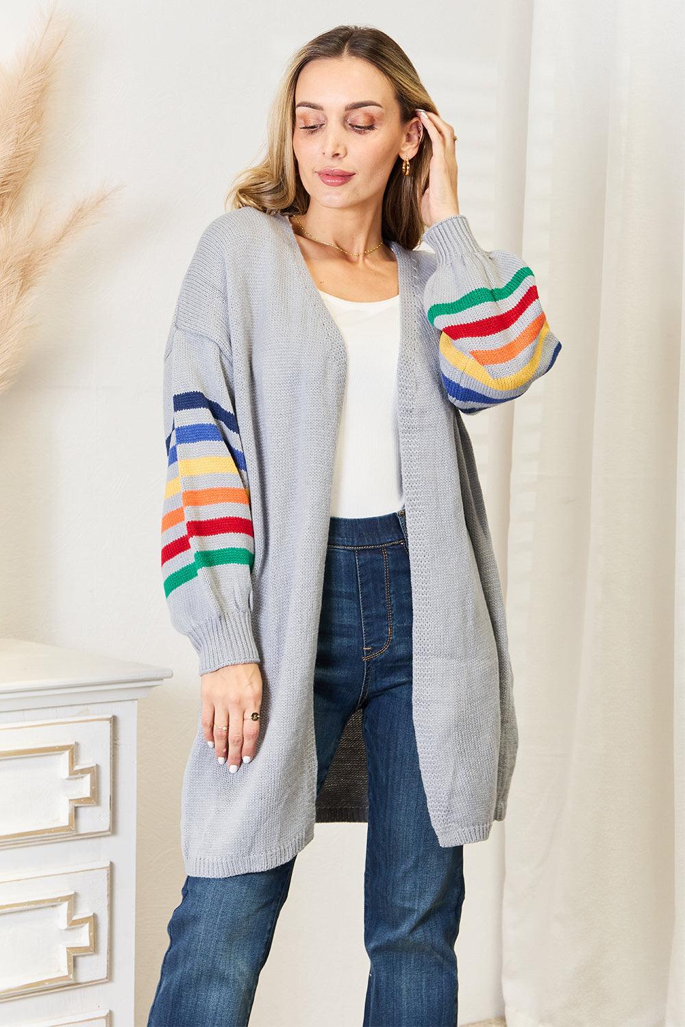 Angel Wings Multicolored Stripe Open Front Longline Cardigan Carauana Store