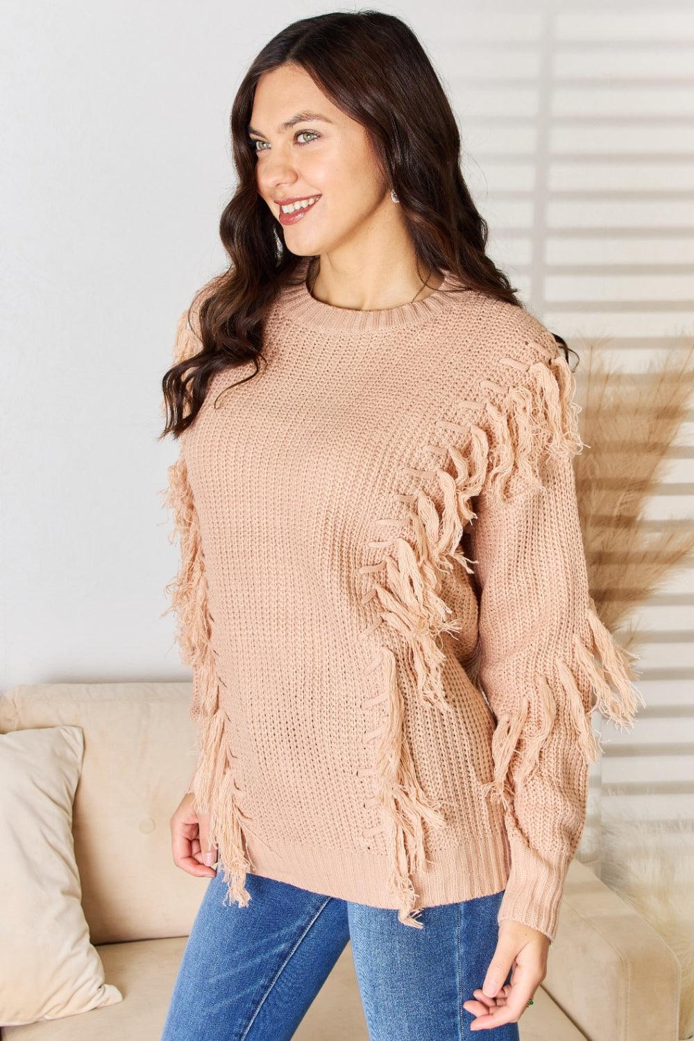 And The Why Tassel Detail Long Sleeve Sweater Carauana Store