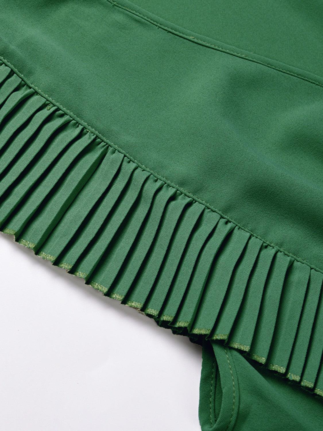 Tied Surplice Cap Sleeve Pleated Dress Carauana Store