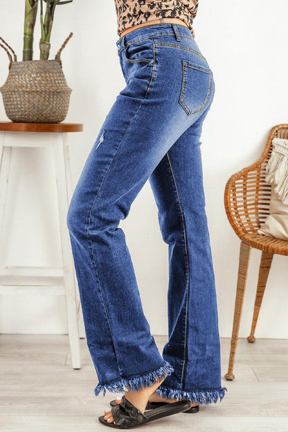 Ripped Frayed Hem Jeans Carauana Store