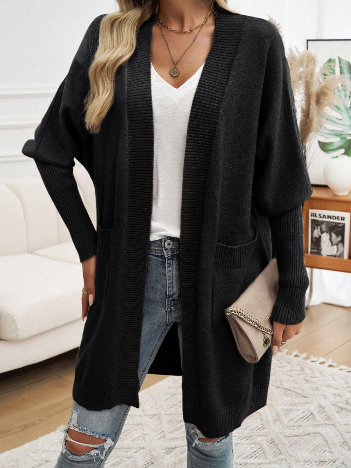 Devine Open Front Long Sleeve Cardigan CaRaUaNa Fashion