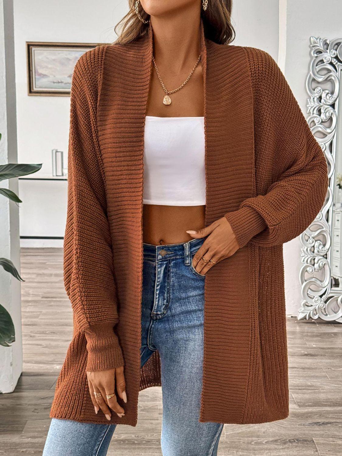 Open Front Long Sleeve Cardigan Carauana Store