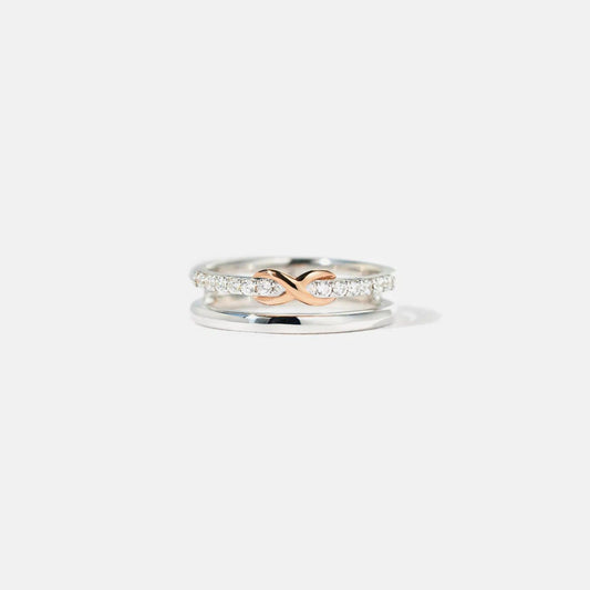 Double-Layered Zircon 925 Sterling Silver Ring Carauana Store
