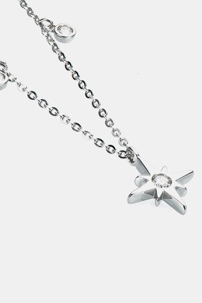 Moissanite North Star Pendant 925 Sterling Silver Necklace Carauana Store