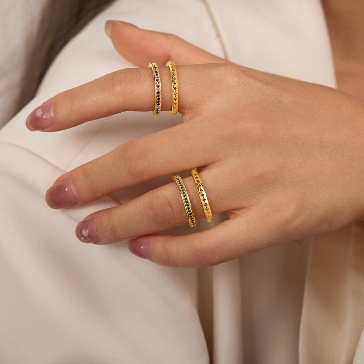 Gold-Plated Czech Diamond Double-Layered Ring Carauana Store
