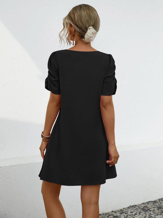 Chain Notched Short Sleeve Dress Carauana Store