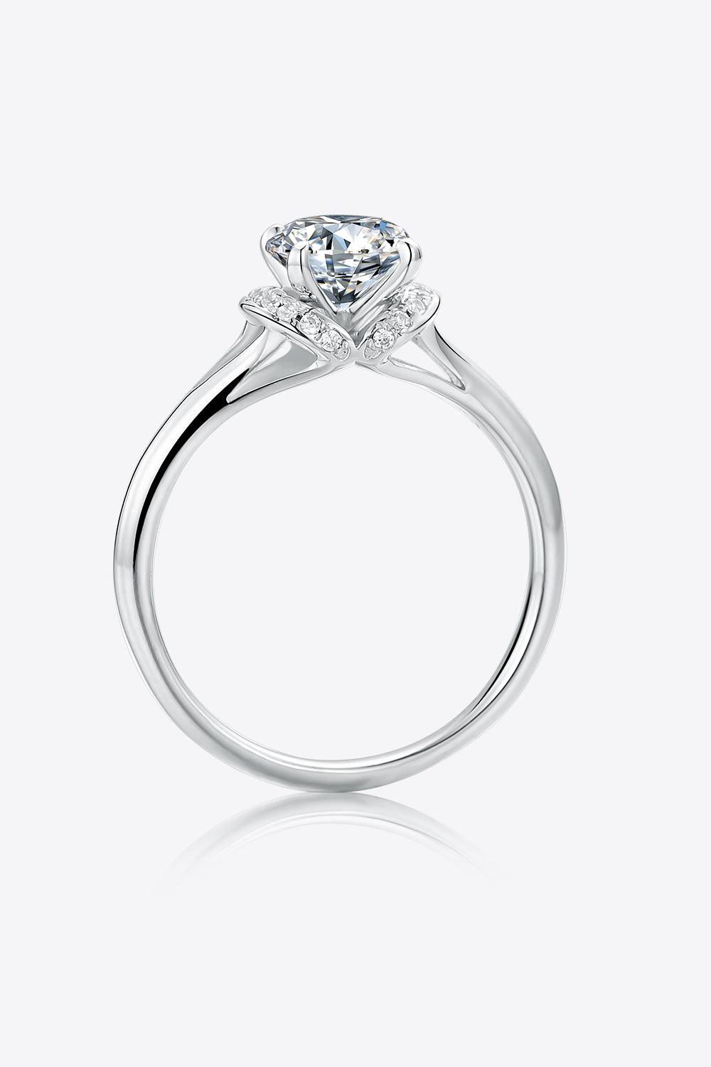 1 Carat Moissanite 925 Sterling Silver Split Shank Ring Carauana Store
