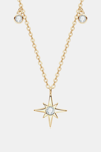 Moissanite North Star Pendant 925 Sterling Silver Necklace Carauana Store