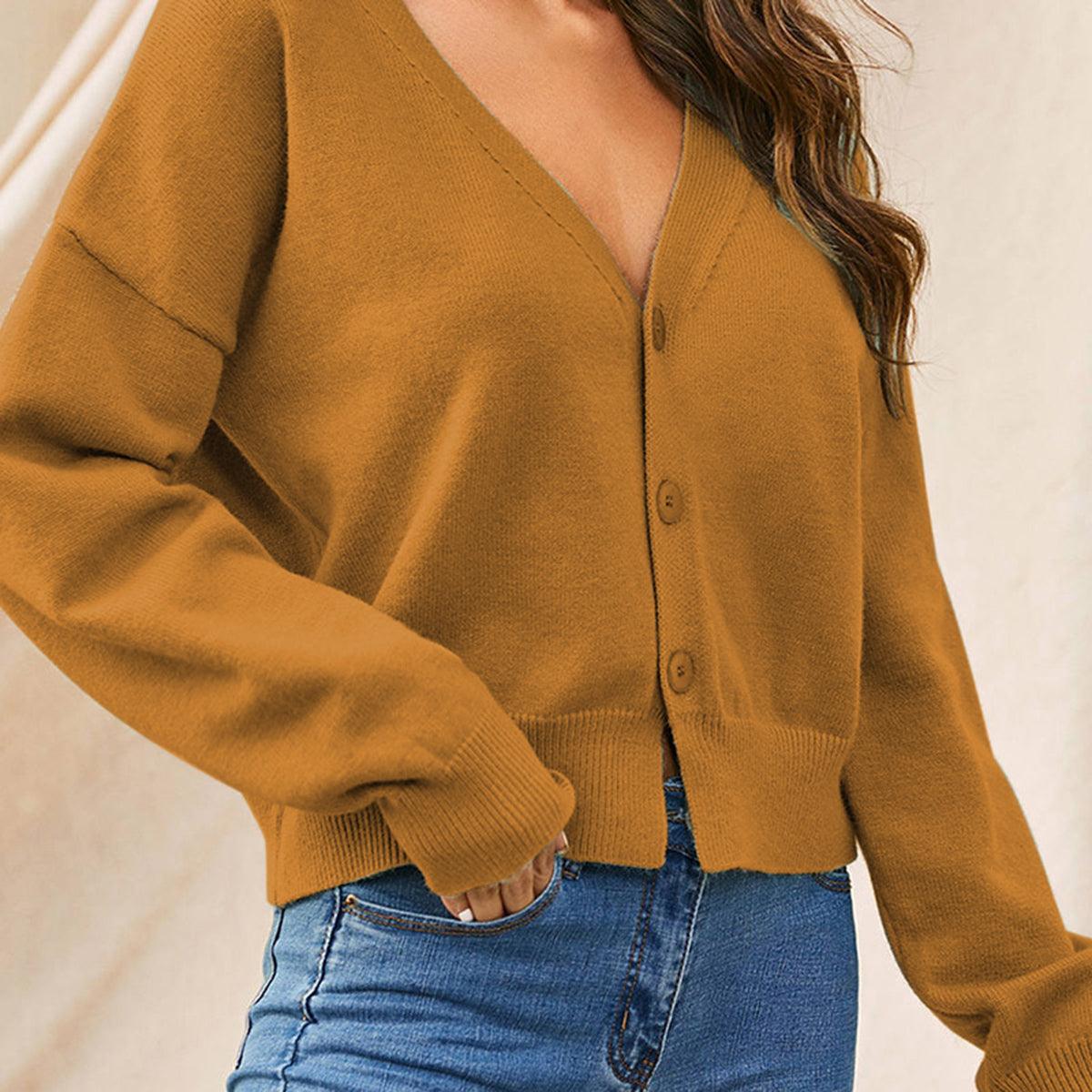 V-Neck Button Up Long Sleeve Cardigan Carauana Store