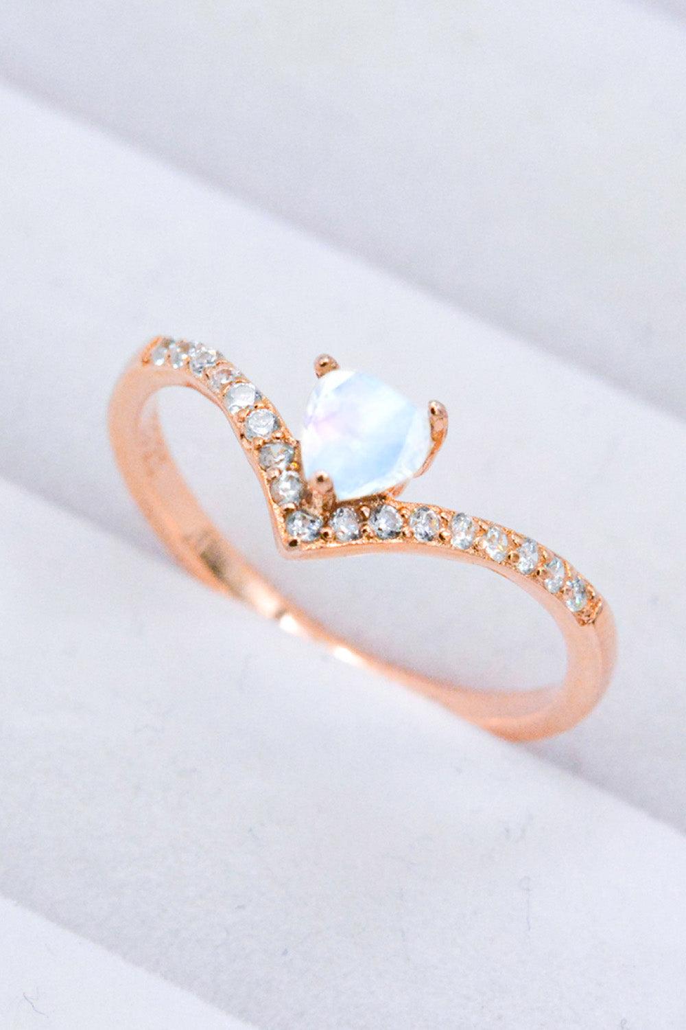 Moonstone Heart-Shaped Ring Carauana Store