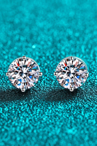 2 Carat Moissanite Rhodium-Plated Stud Earrings Carauana Store