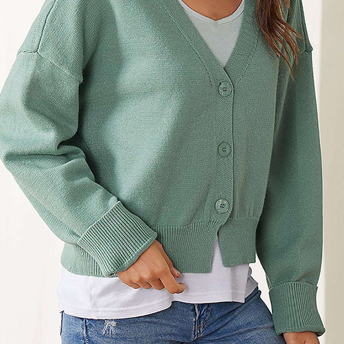 V-Neck Button Up Long Sleeve Cardigan Carauana Store