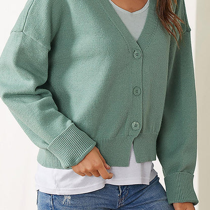 V-Neck Button Up Long Sleeve Cardigan Carauana Store